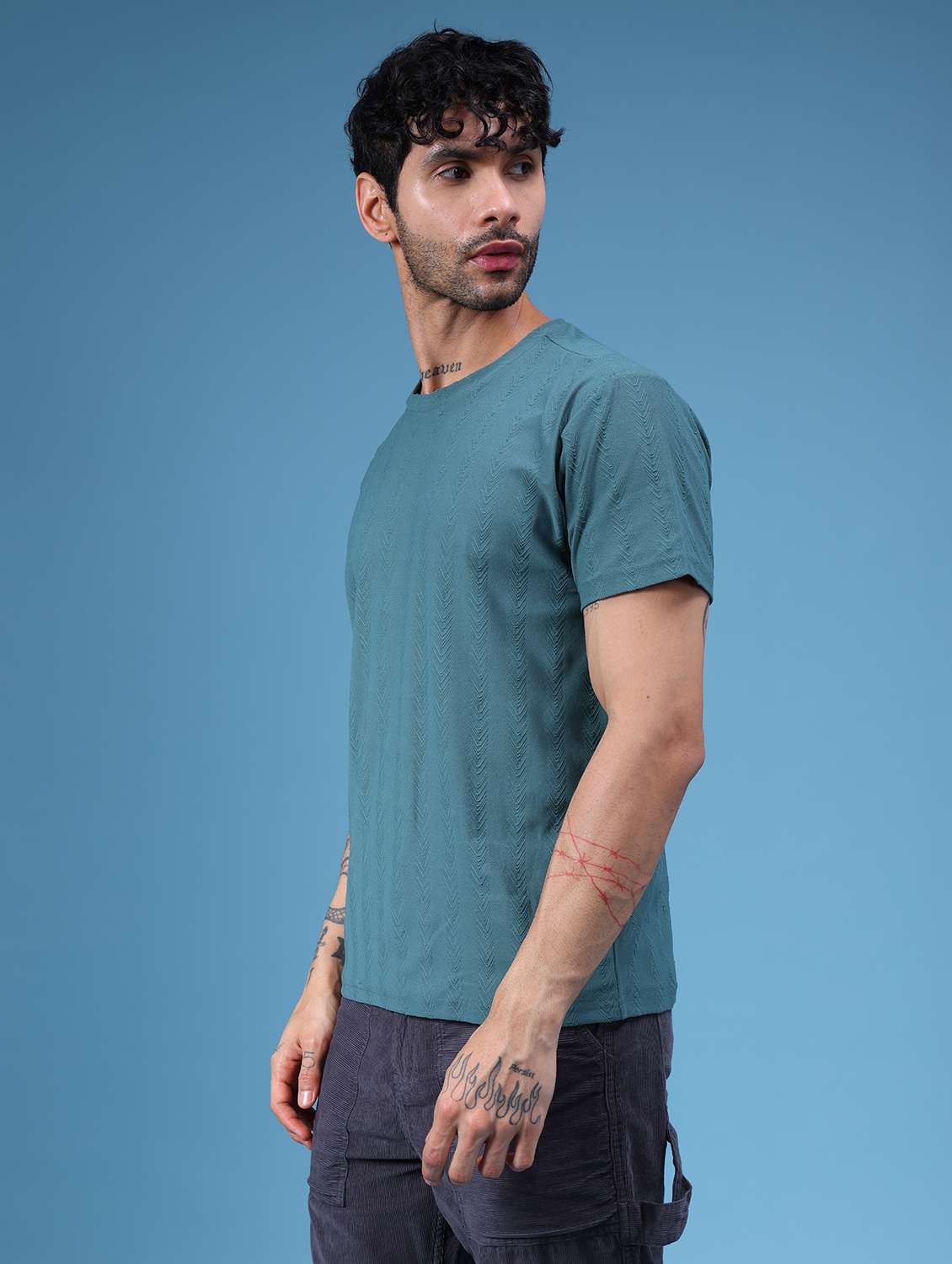 green jacquard tshirt - 21932528 - Standard Image - 5