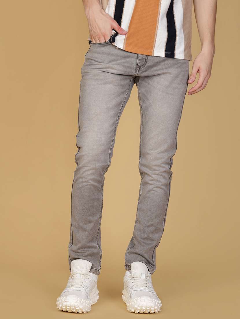 men solid mid rise slim fit jean