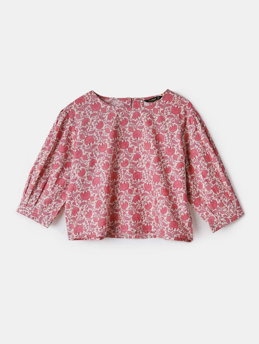 women printed puff sleeve crop top - 21932616 -  Standard Image - 3
