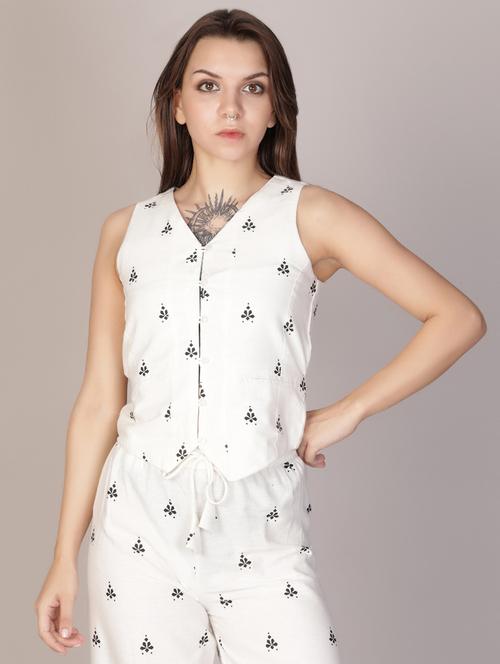 women white printed sleeveless vest top - 21932649 - Standard Image - 0