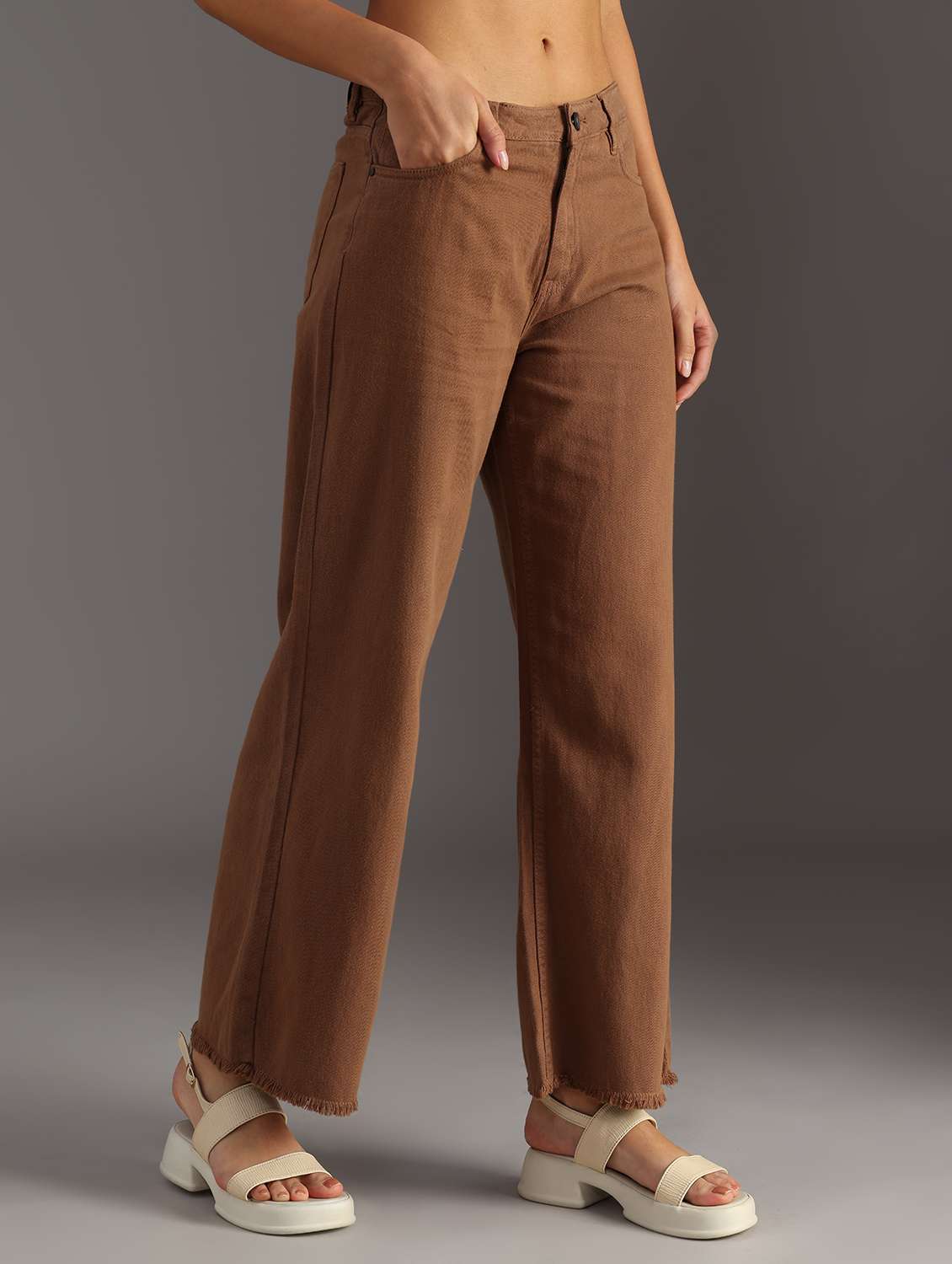 women solid mid rise wide leg jean - 21932681 -  Standard Image - 3