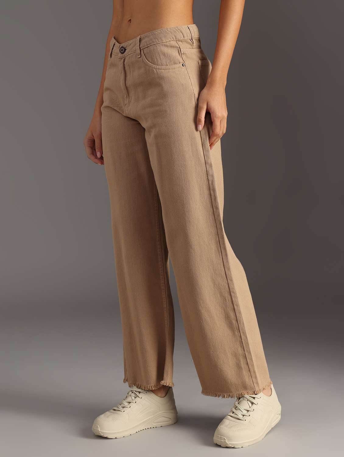 women solid mid rise wide leg jean - 21932682 -  Standard Image - 5