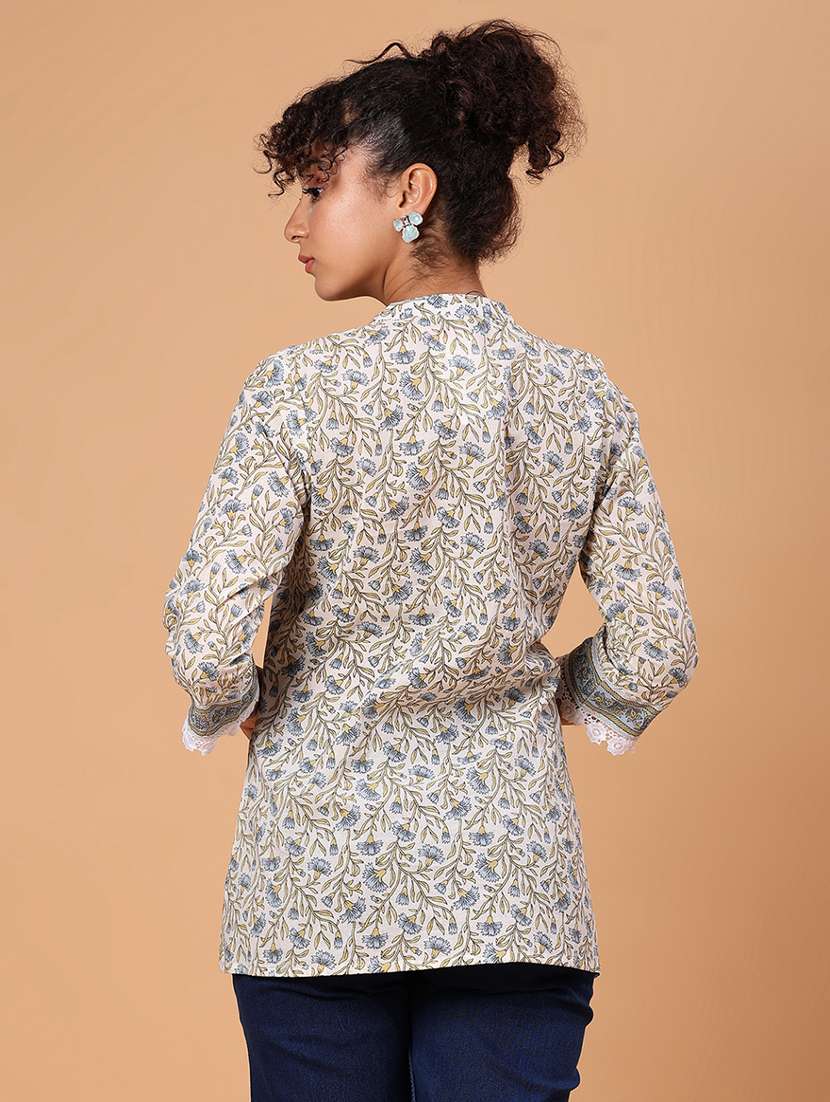 women printed three quarter sleeve kurti - 21932686 -  Standard Image - 3