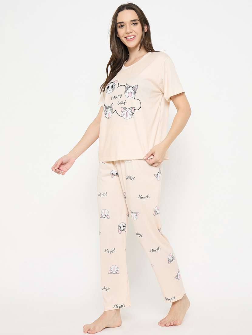 women printed nightwear pyjama set - 21932716 - Standard Image - 3