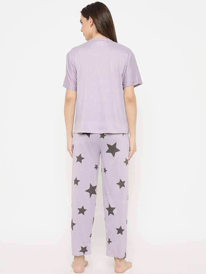 purple poly spandex pyjama set nightwear - 21932719 -  Standard Image - 5