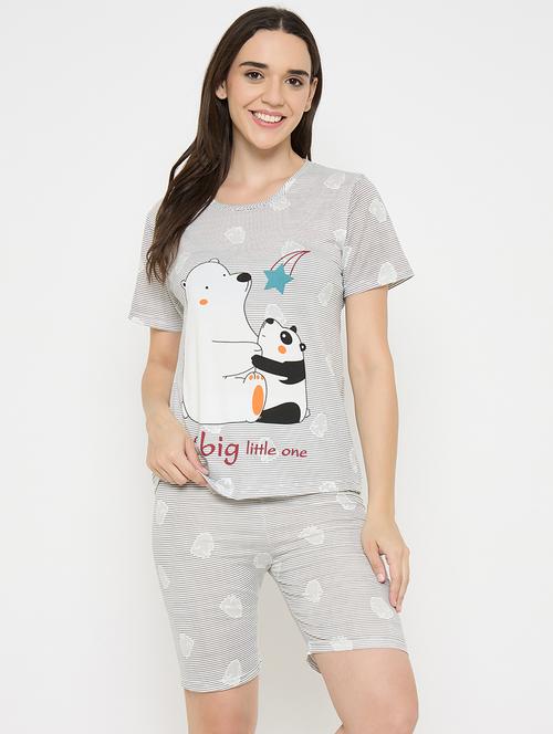 women printed nightwear shorts set - 21932721 - Standard Image - 0