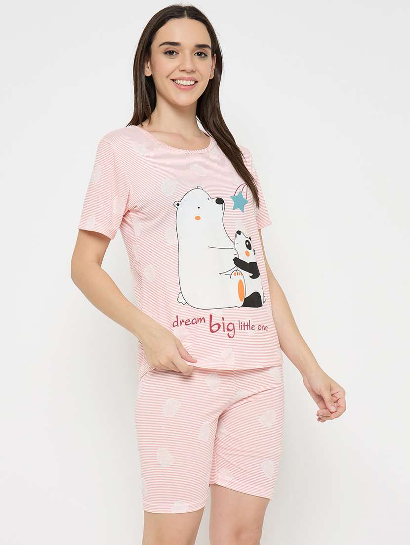 women printed nightwear shorts set - 21932722 -  Standard Image - 3