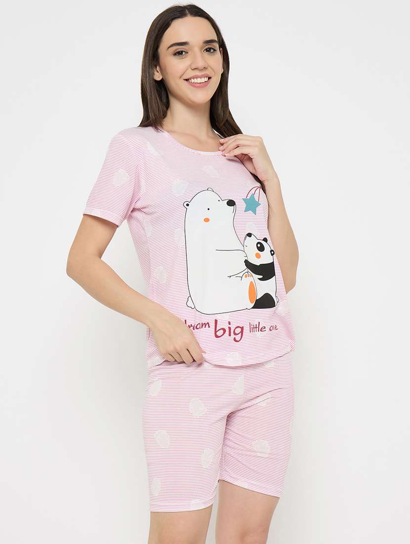 women printed nightwear shorts set - 21932723 -  Standard Image - 3