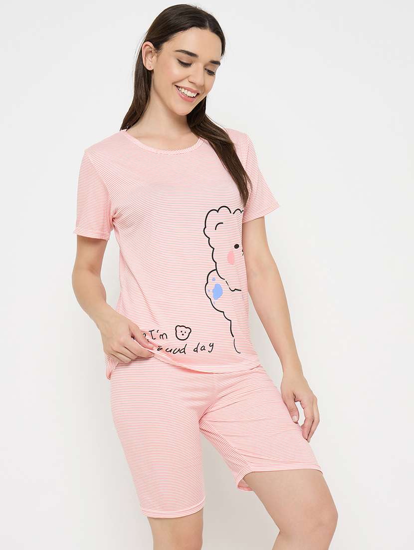 women printed nightwear shorts set - 21932725 -  Standard Image - 3