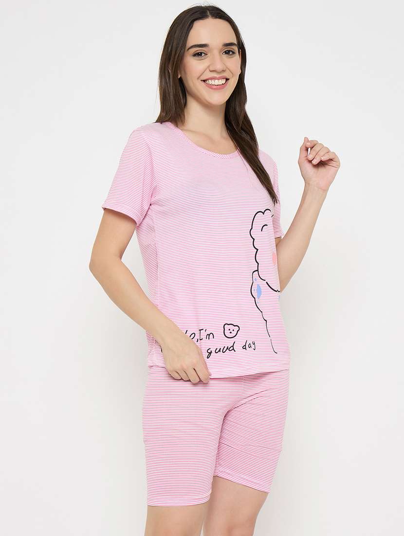 women printed nightwear shorts set - 21932726 -  Standard Image - 3