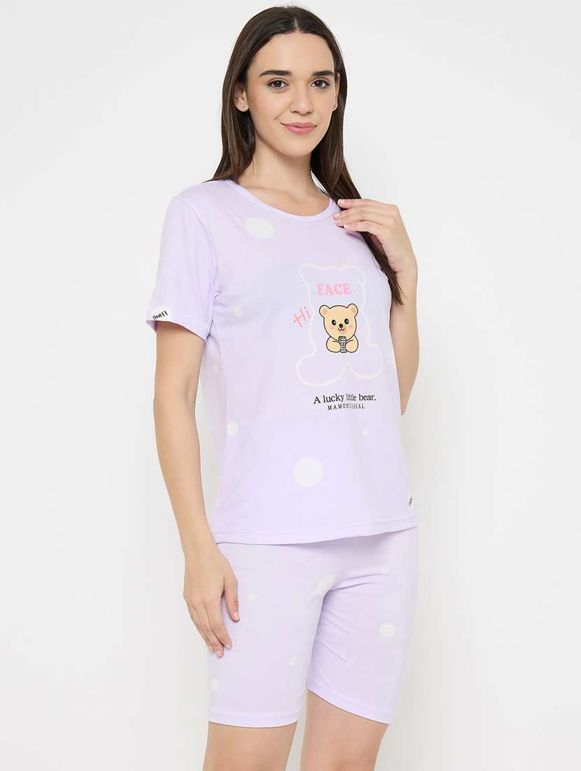 women printed nightwear shorts set - 21932729 -  Standard Image - 3