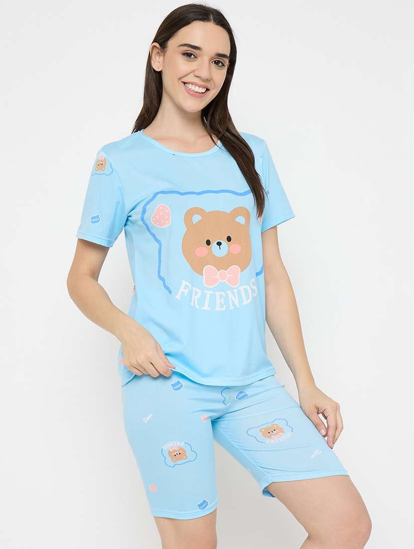 women printed nightwear shorts set - 21932730 -  Standard Image - 3