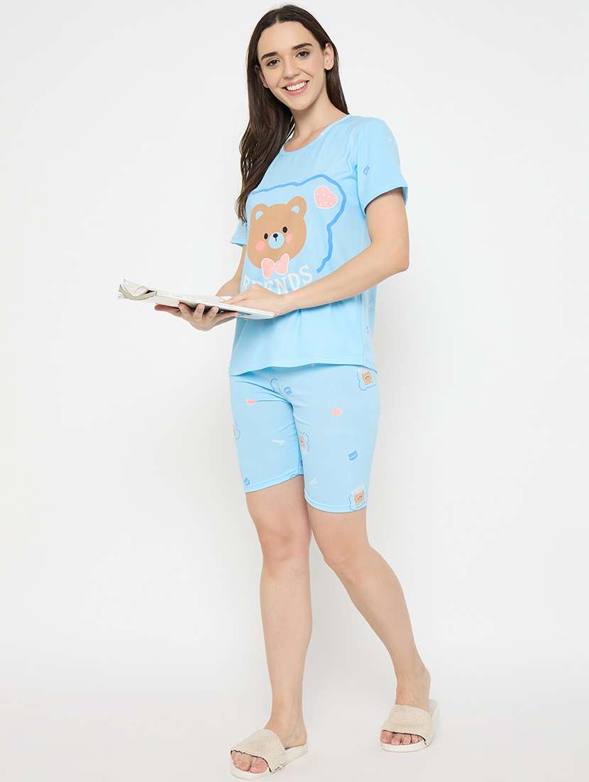 women printed nightwear shorts set - 21932730 -  Standard Image - 5