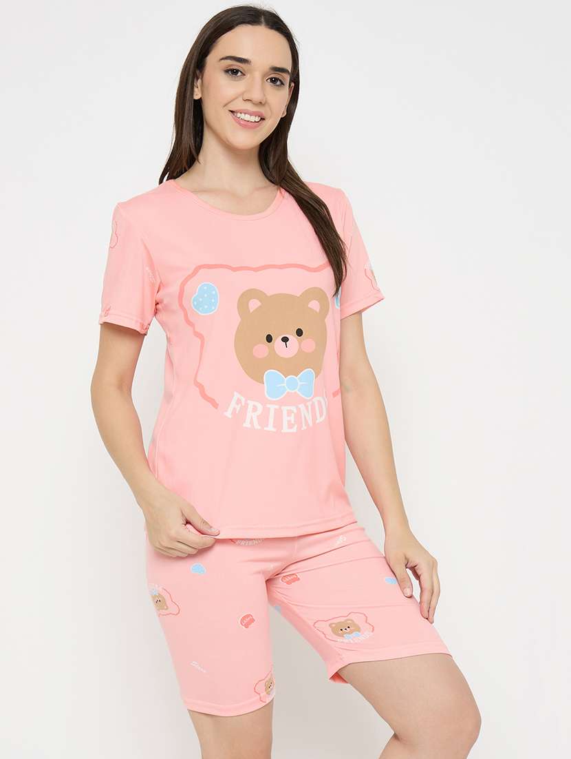 women printed nightwear shorts set - 21932731 -  Standard Image - 3