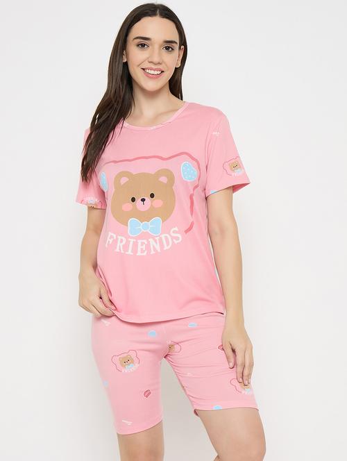 women printed nightwear shorts set - 21932732 - Standard Image - 0