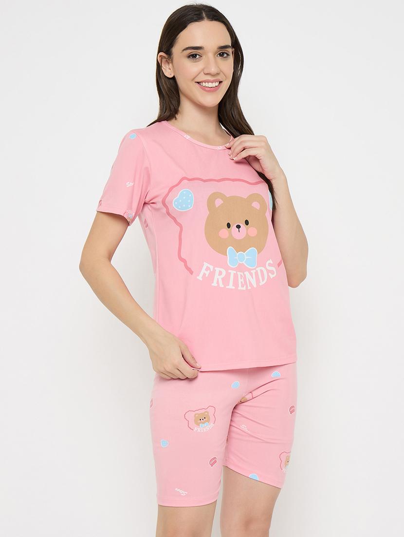 women printed nightwear shorts set - 21932732 - Standard Image - 3
