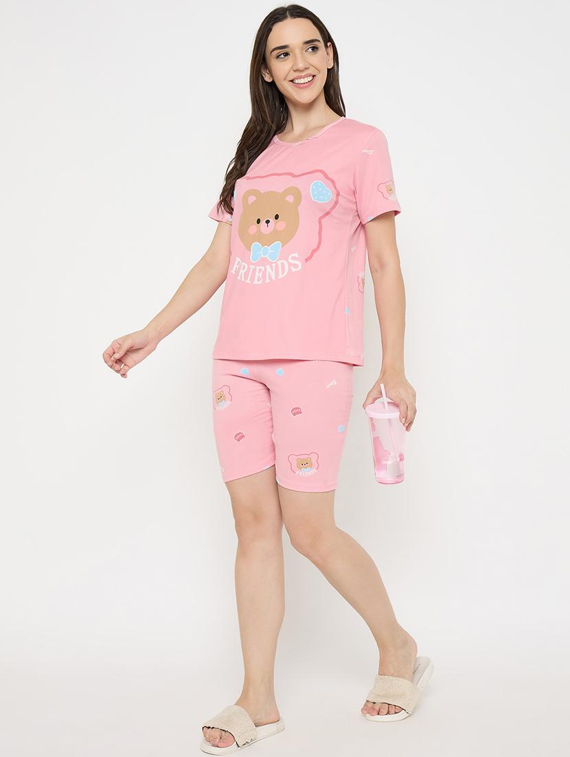 women printed nightwear shorts set - 21932732 - Standard Image - 5