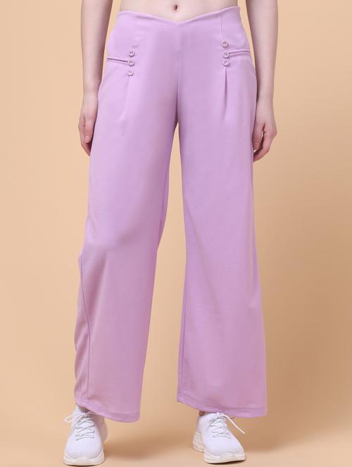 women solid mid rise wide leg trouser - 21932743 - Standard Image - 0