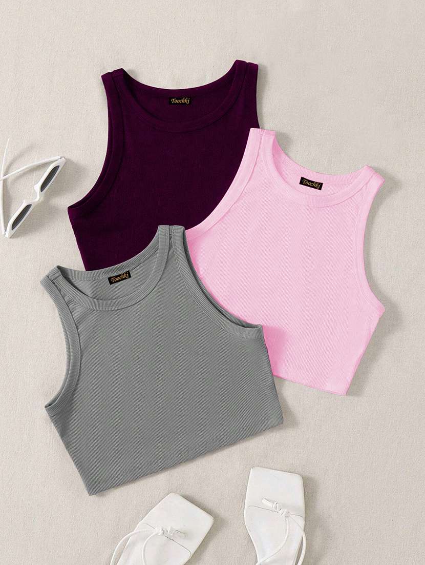 women pack of 3 solid sleeveless tank top - 21932749 - Zoom Image - 0