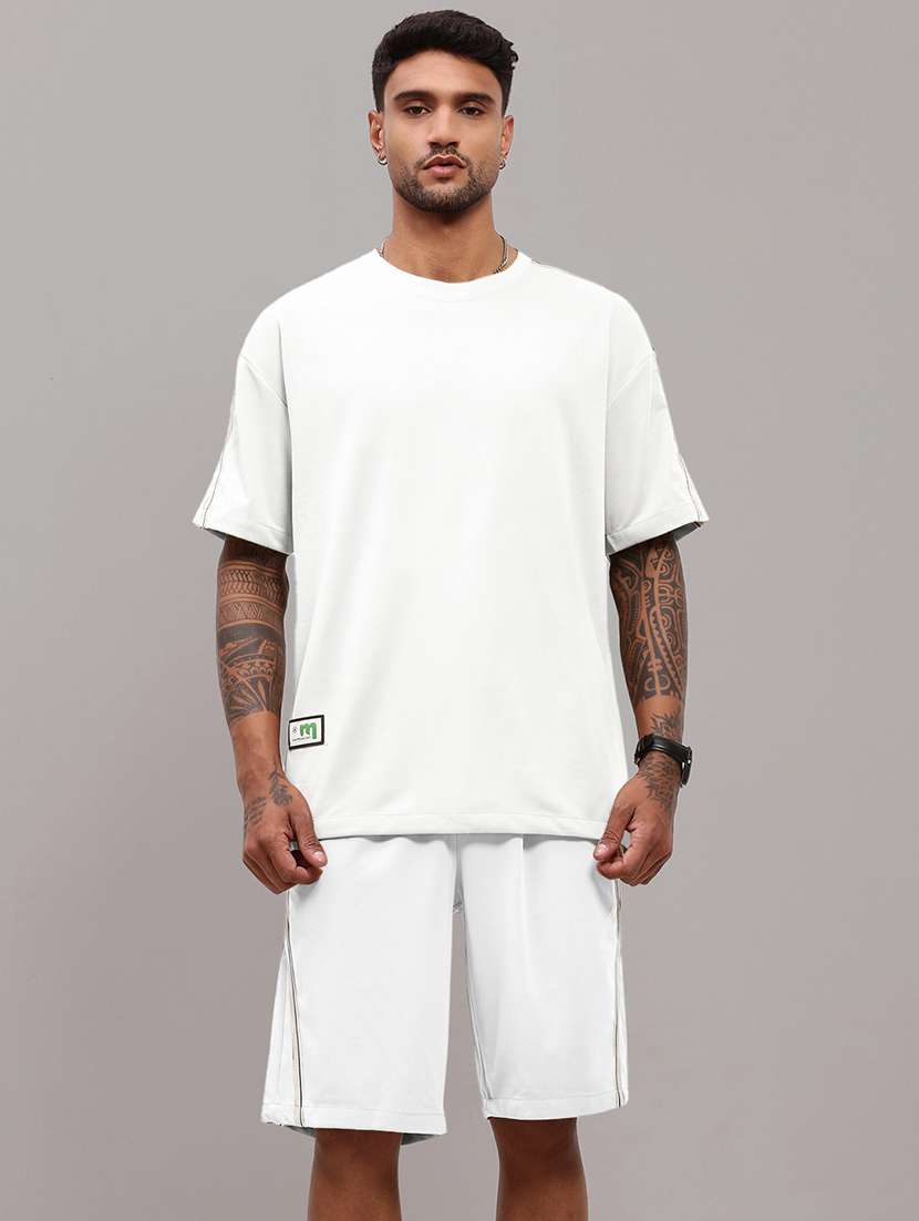 men's white cotton blend casual co-ord set - 21933415 - Zoom Image - 0