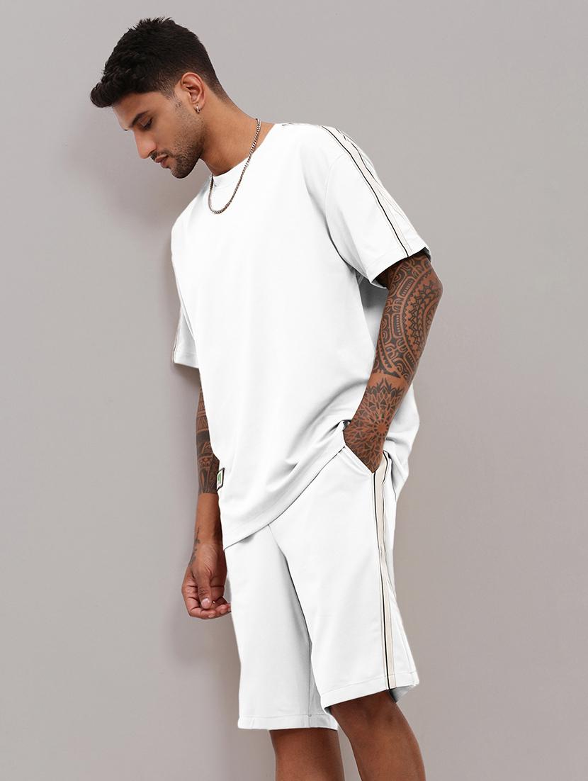 men's white cotton blend casual co-ord set - 21933415 - Standard Image - 5
