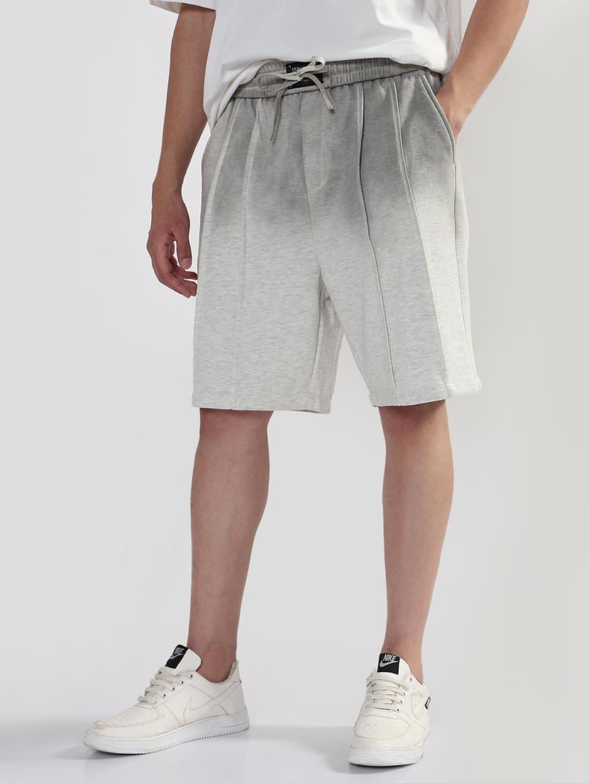 men grey ombre printed low rise relaxed fit shorts