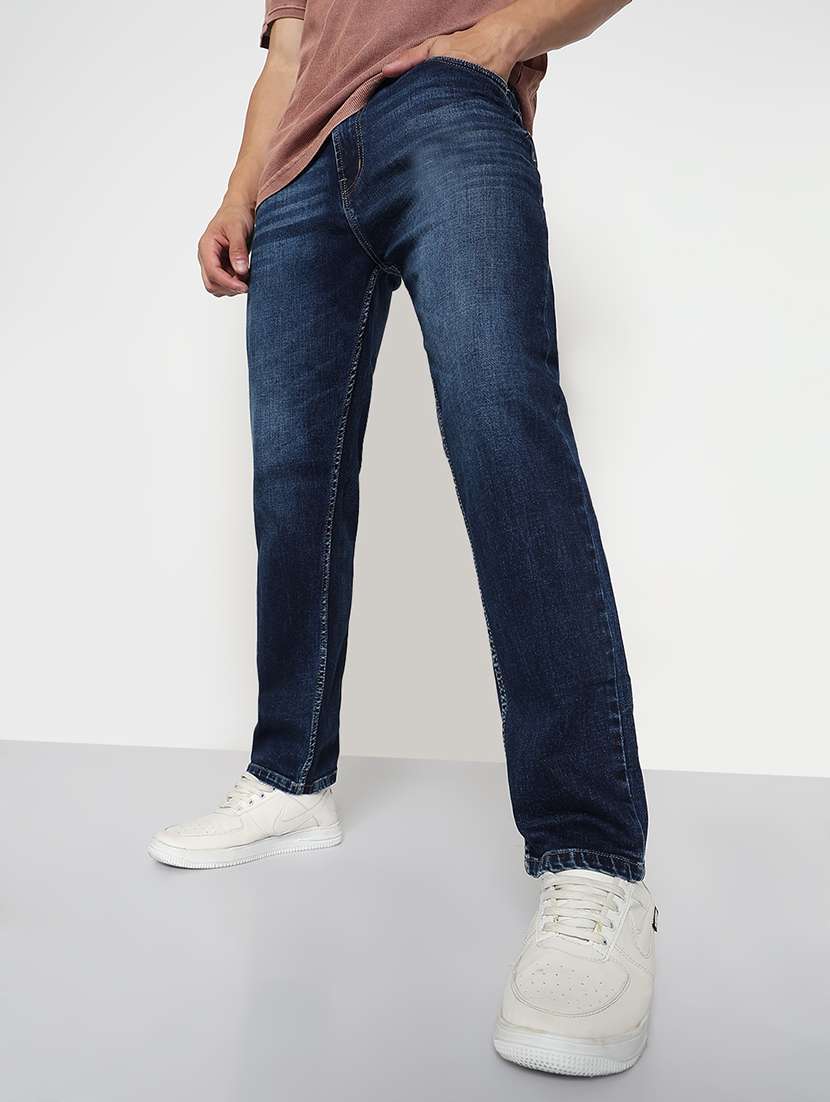 men solid mid rise slim fit jean