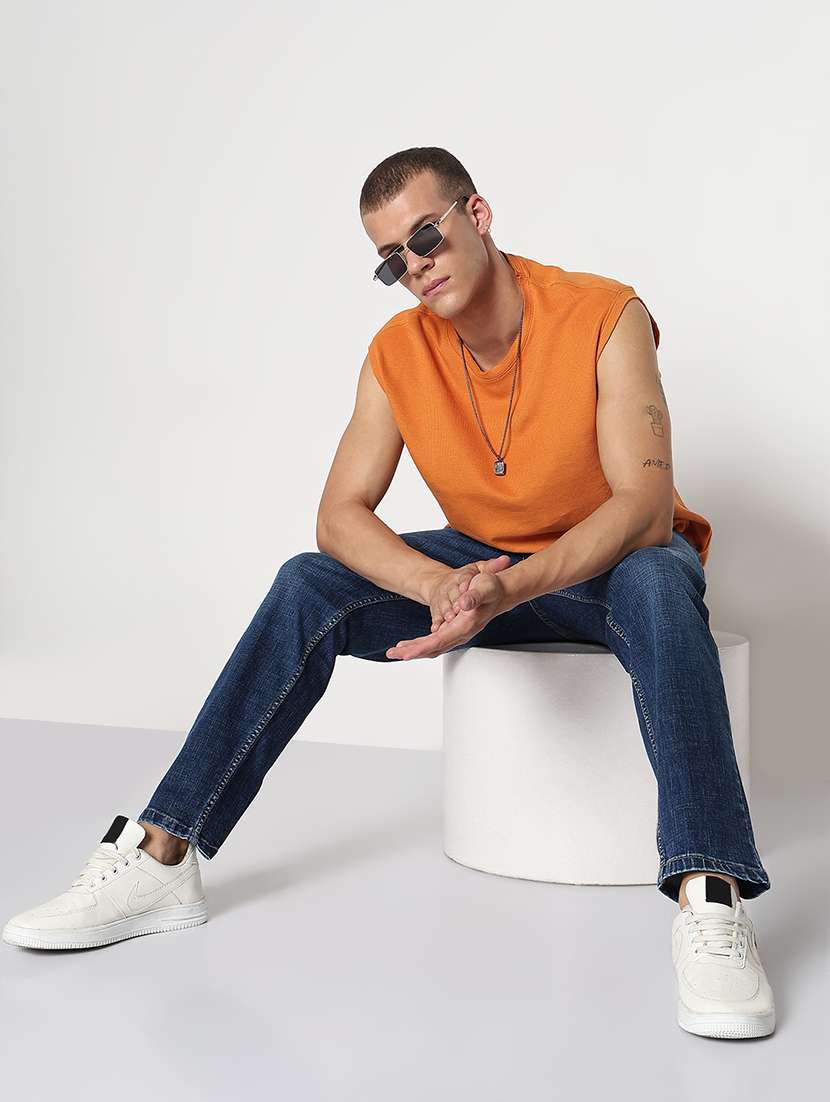 men solid mid rise straight fit jean - 21933444 -  Standard Image - 5