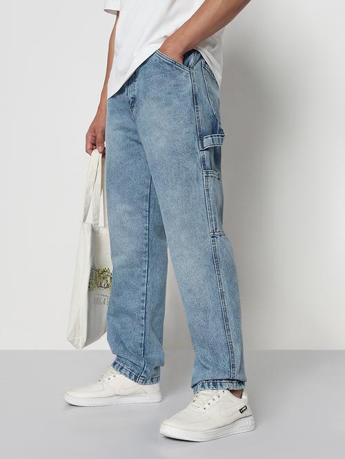 men solid mid rise baggy jean - 21933448 -  Standard Image - 0