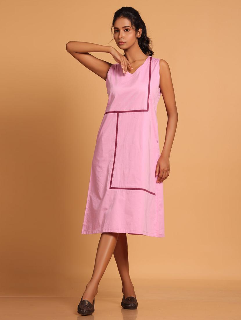 women solid sleeveless a-line dress - 21933474 - Zoom Image - 0