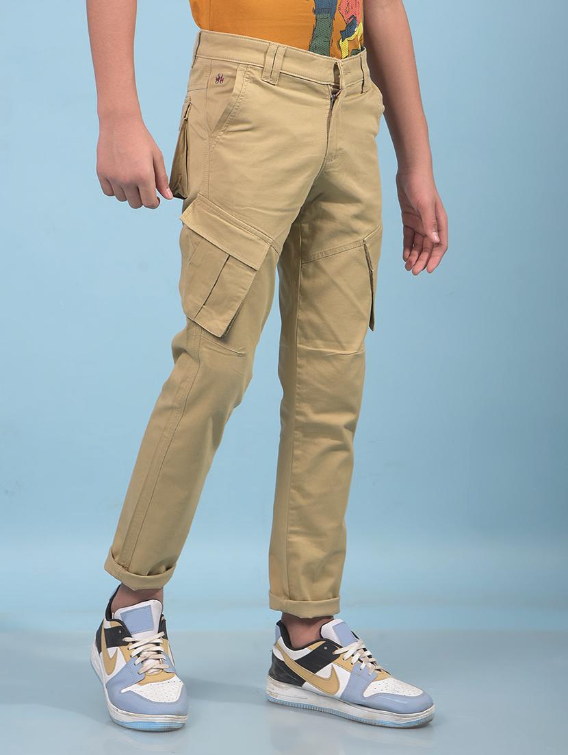 boys solid mid rise regular fit cargo - 21933566 - Standard Image - 3