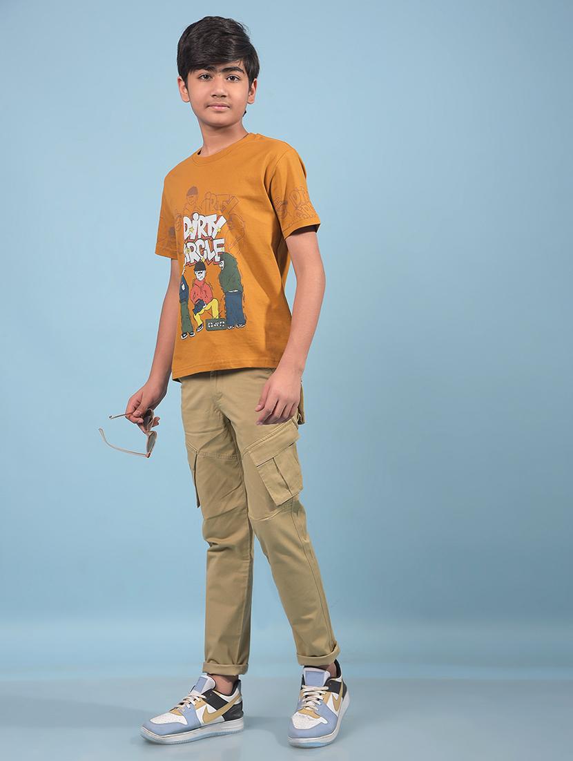 boys solid mid rise regular fit cargo - 21933566 - Standard Image - 5