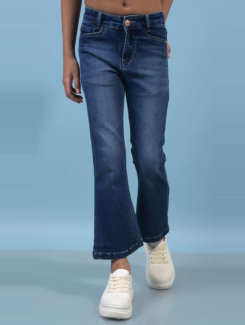 girls solid mid rise bootcut jean
