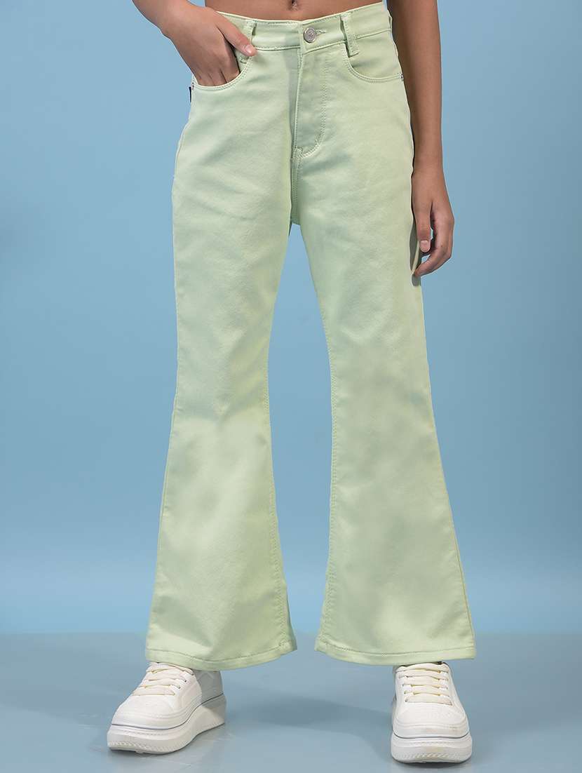 girls solid mid rise bootcut jean