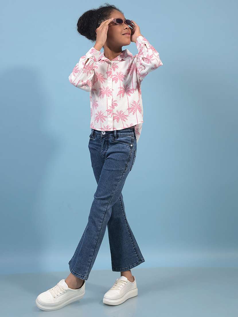 girls prnted collared long sleeve shirt - 21933584 - Standard Image - 5
