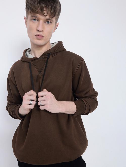 men solid long sleeve regular fit hooded sweatshirt - 21933602 - Standard Image - 0
