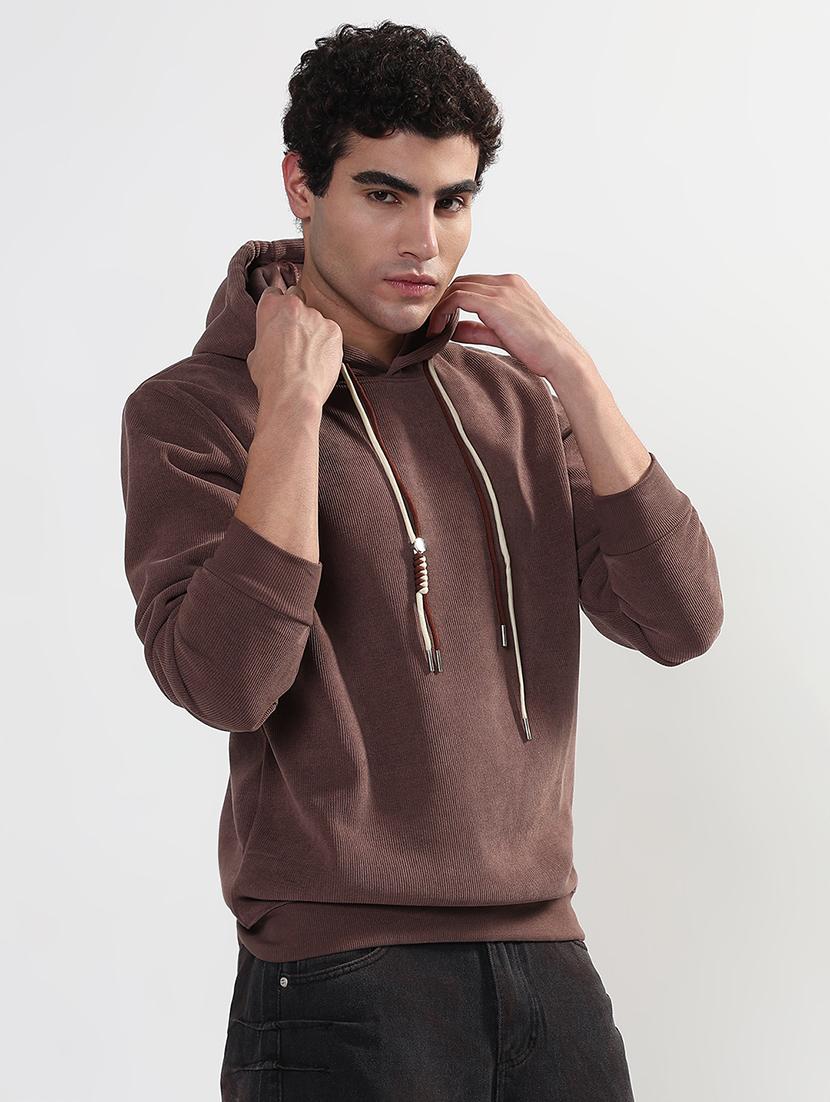men solid long sleeve regular fit hooded sweatshirt - 21933616 - Standard Image - 3