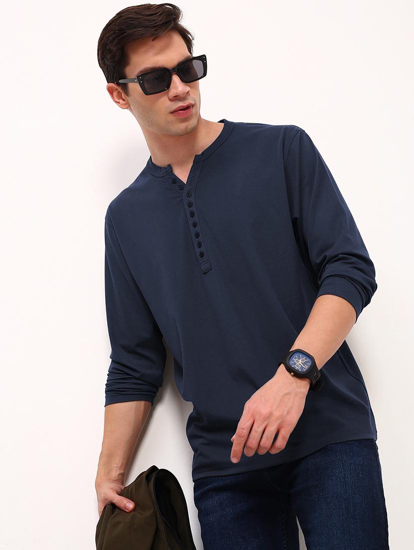 men solid long sleeve regular fit  t-shirt