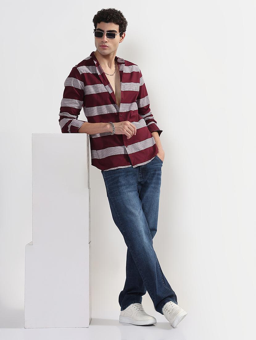 men printed long sleeve mandarin neck shirt - 21933665 - Standard Image - 5