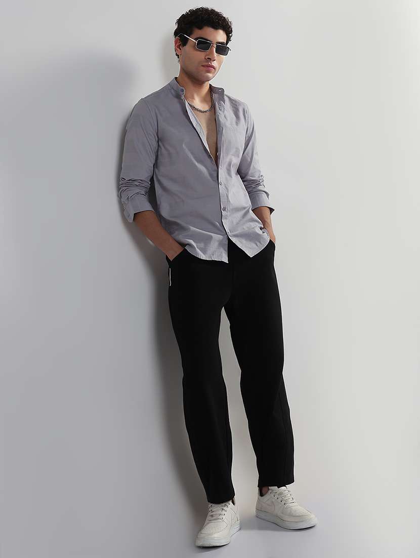 men striped long sleeve mandarin neck shirt - 21933669 -  Standard Image - 5