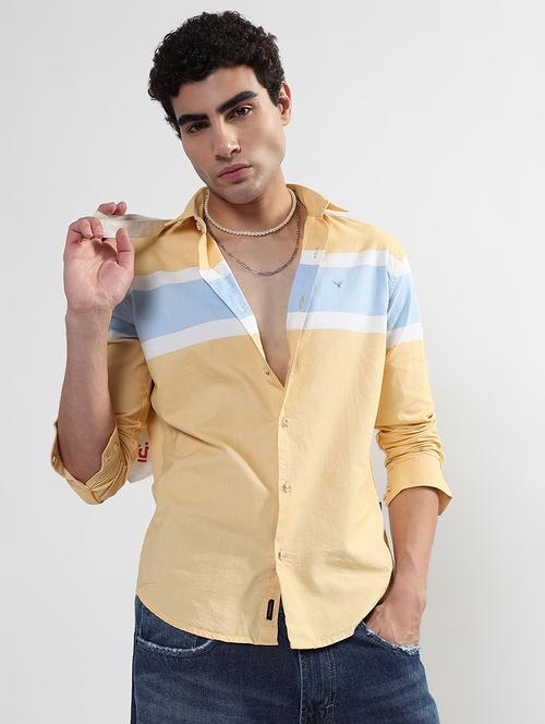 men striped long sleeve collared shirt - 21933685 - Standard Image - 0