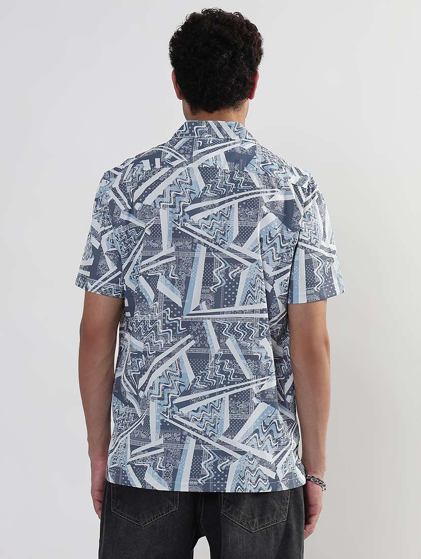 men printed cuban collar short sleeve loose fit shirt - 21933686 -  Standard Image - 3