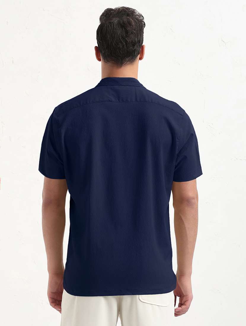 men solid short sleeve regular fit casual shirt - 21933693 - Standard Image - 3