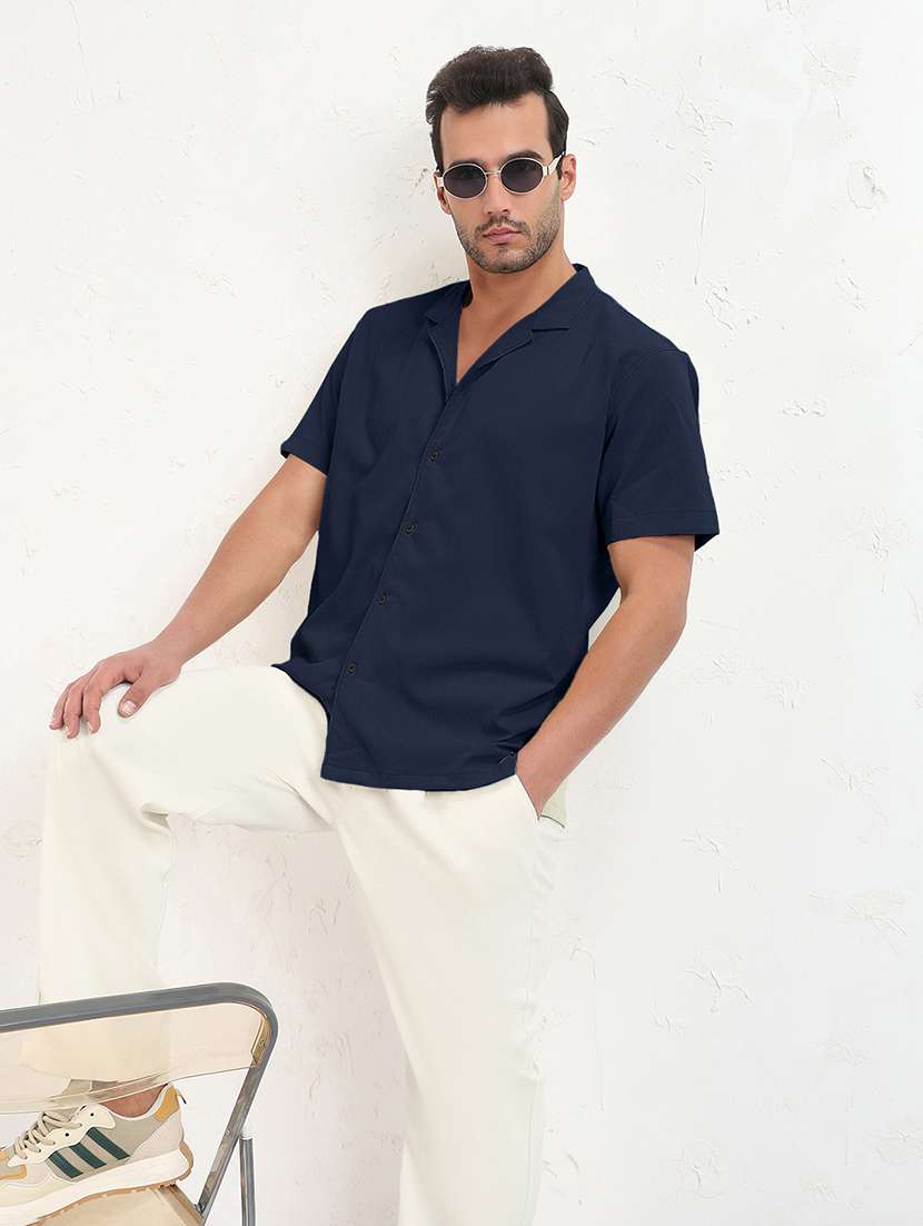 men solid short sleeve regular fit casual shirt - 21933693 - Standard Image - 5