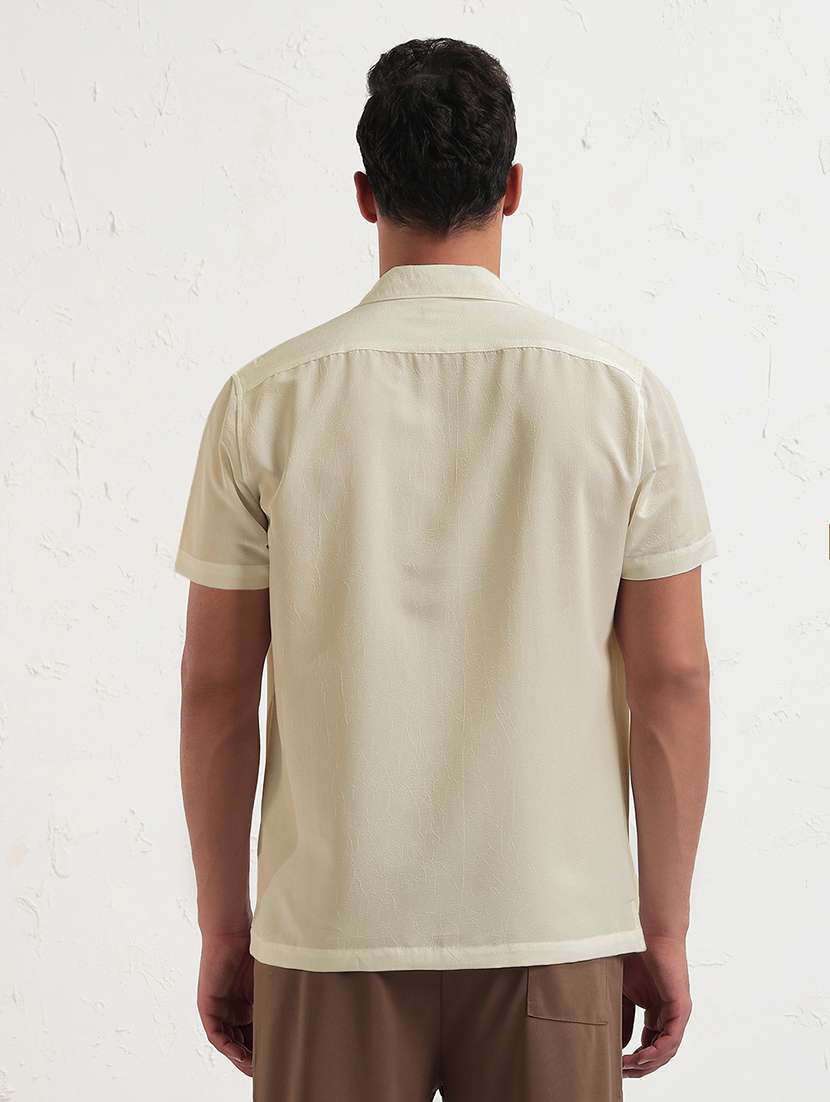 men solid cuban collar short sleeve shirt - 21933694 - Standard Image - 3
