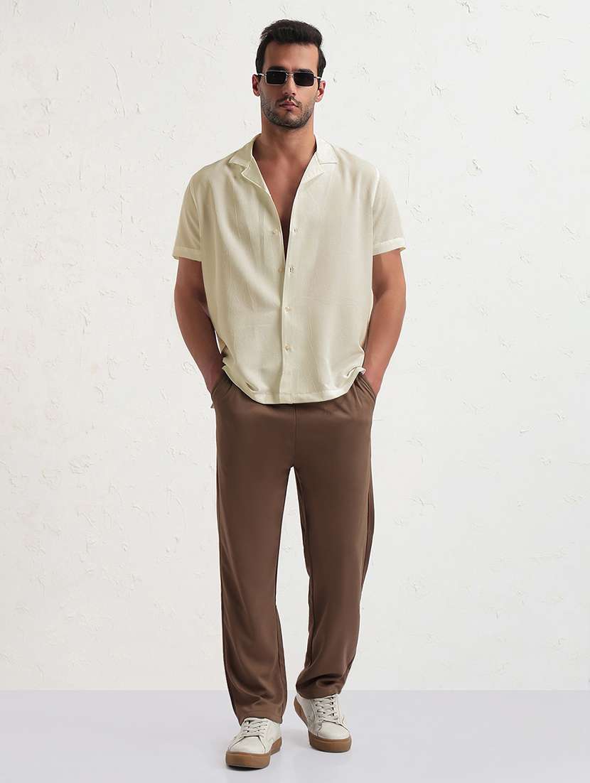 men solid cuban collar short sleeve shirt - 21933694 - Standard Image - 5
