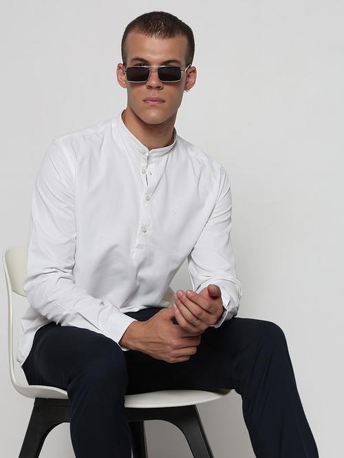 men solid mandarin neck short kurta - 21933706 -  Standard Image - 0