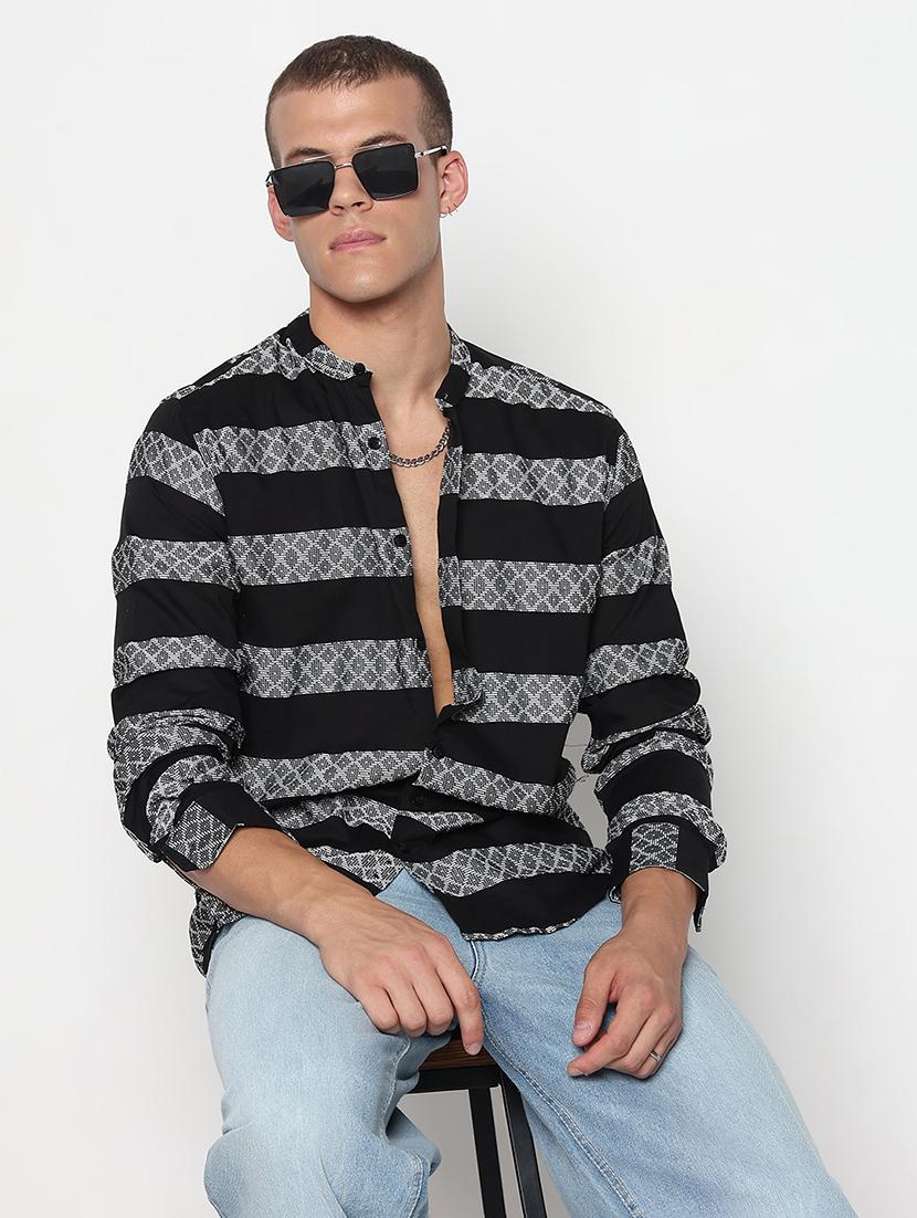 men striped long sleeve regular fit casual shirt - 21933708 -  Zoom Image - 0