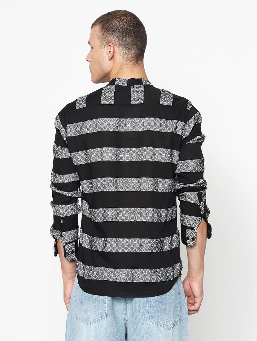 men striped long sleeve regular fit casual shirt - 21933708 - Standard Image - 3