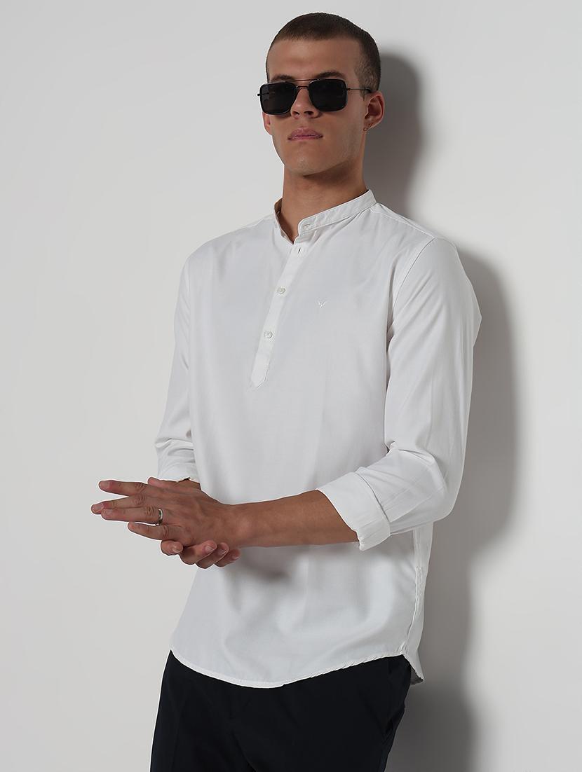 men solid mandarin neck short kurta - 21933709 -  Zoom Image - 0